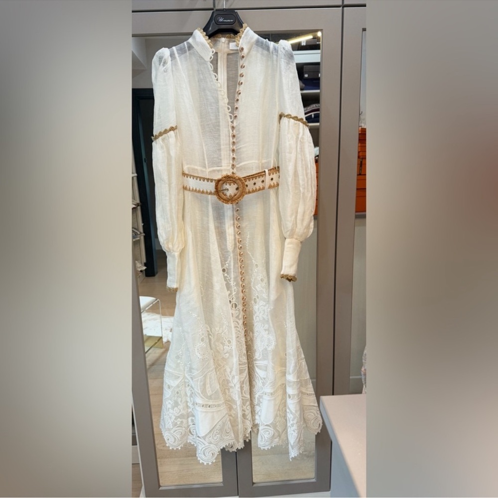 Zimmermann Cream and Tan Lace Dress